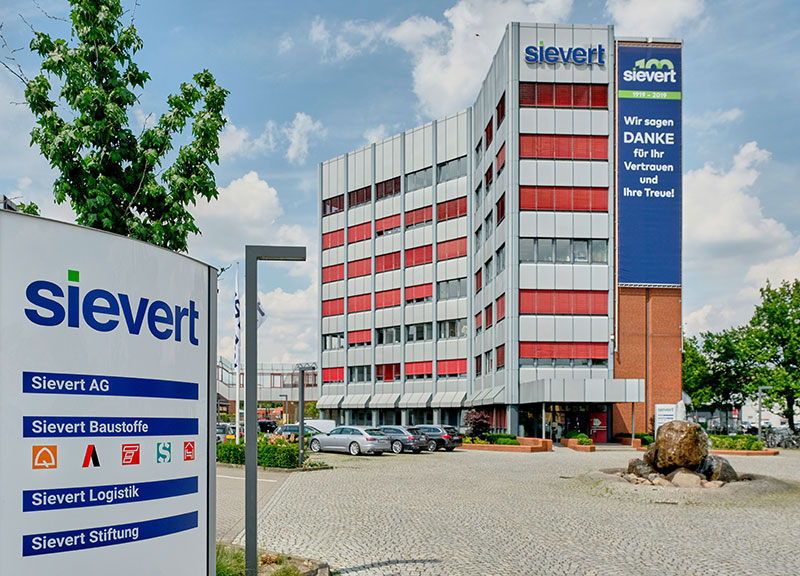 Die Zentrale der Sievert AG im Mühleneschweg anlässlich des 100-jährigen Jubiläums im Jahr 2019.